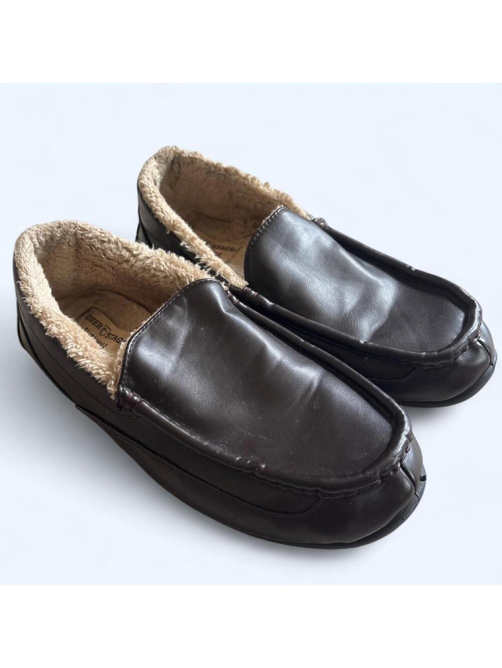Deer Stags Spun Men's Slipperooz Brown Moccasin Slippers Size 10